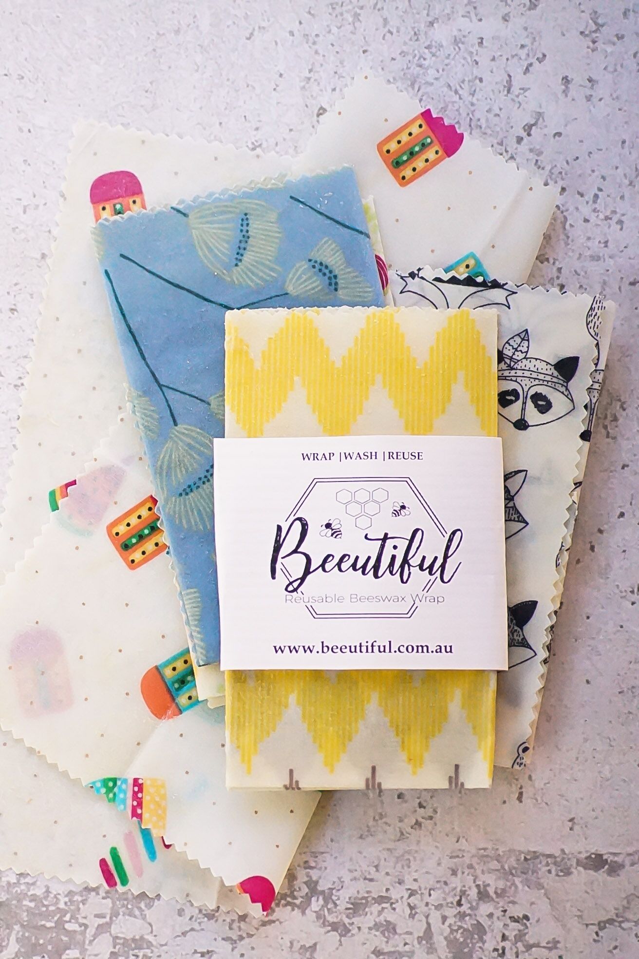 BEEUTIFUL Beeswax Wraps | The Beeutiful Pack 4 Pack