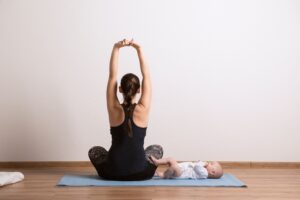 pranayama practice, mother and,baby